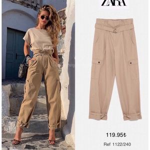 Zara high waisted cargo pants with belt XS new